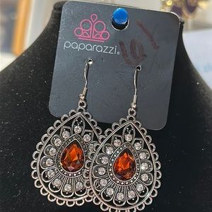 Paparazzi #61 orange and silver earrings